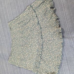 Becaal Ruffle Layered Blue Green Floral Skirt Small S Elastic